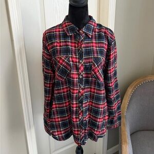 Maurices Red and Blue Plaid Button Down Shirt